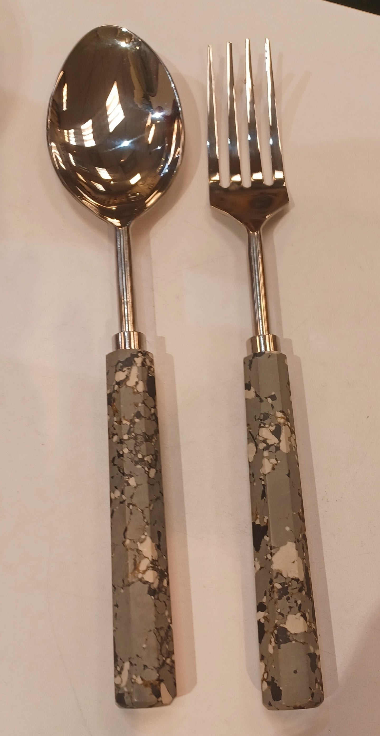 Primitive Artisan Resin and Stainless Steel Salad Servers