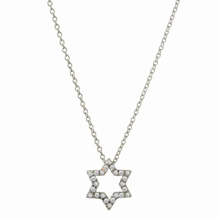 Open Pave Diamond Jewish Star