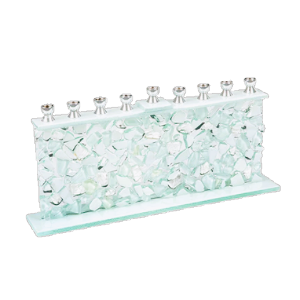 White Fused Glass Chanukah Menorah