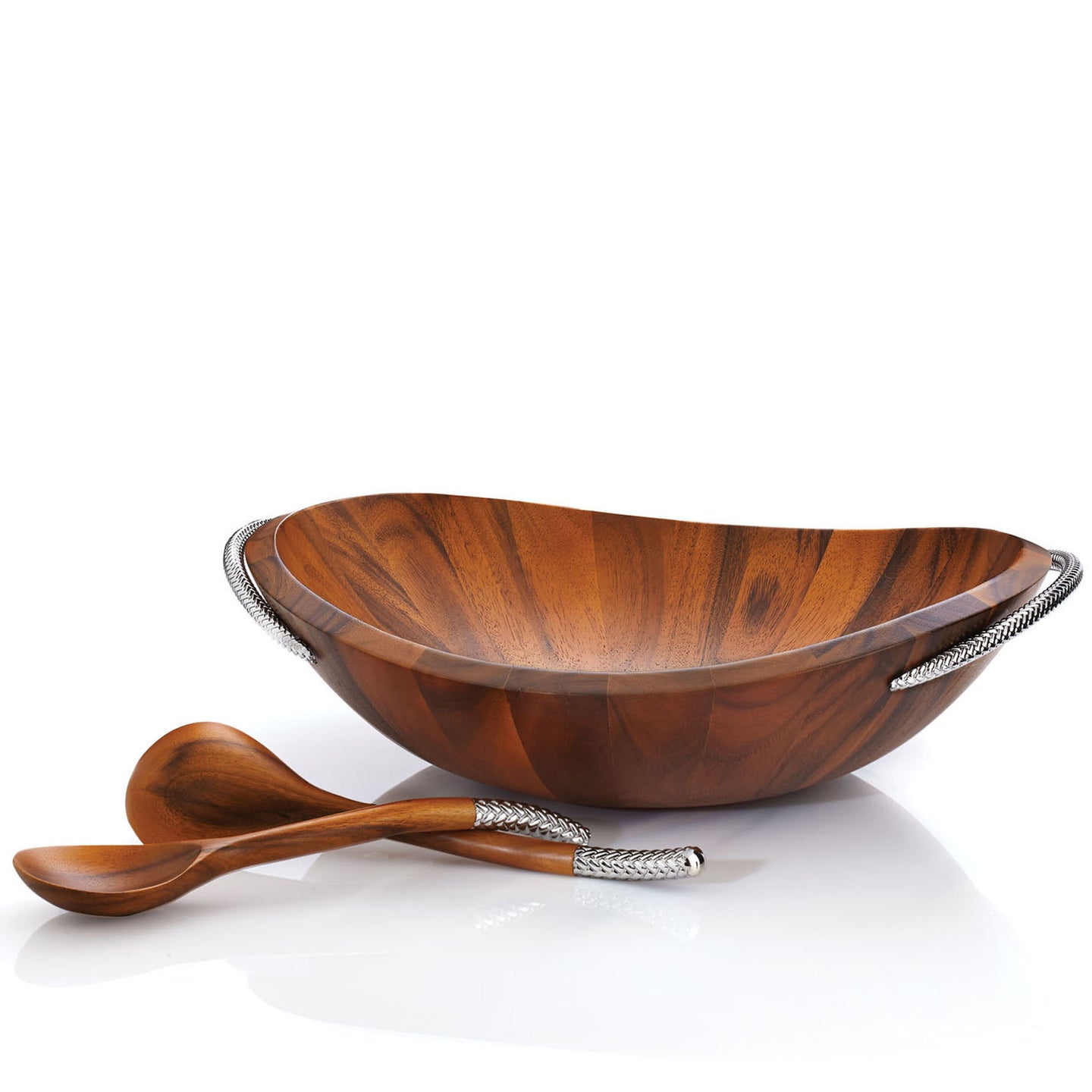 Nambe Braid Salad Bowl with Servers