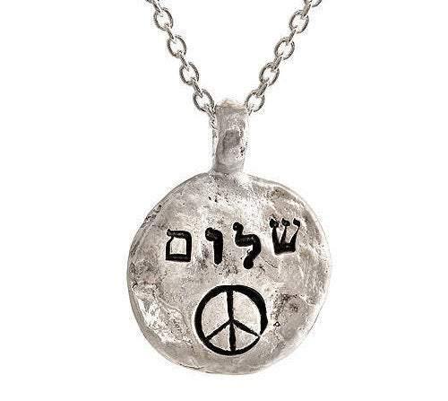 Shalom+Peace Sign Necklace-Western Wall Collection