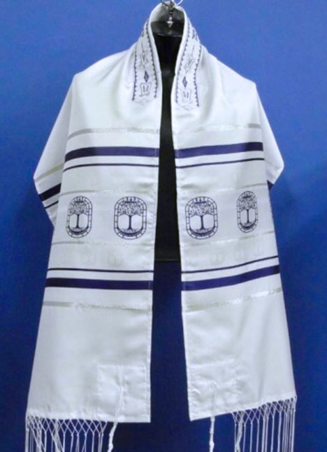 24x72 Tree of Life Tallit & Bag in Navy