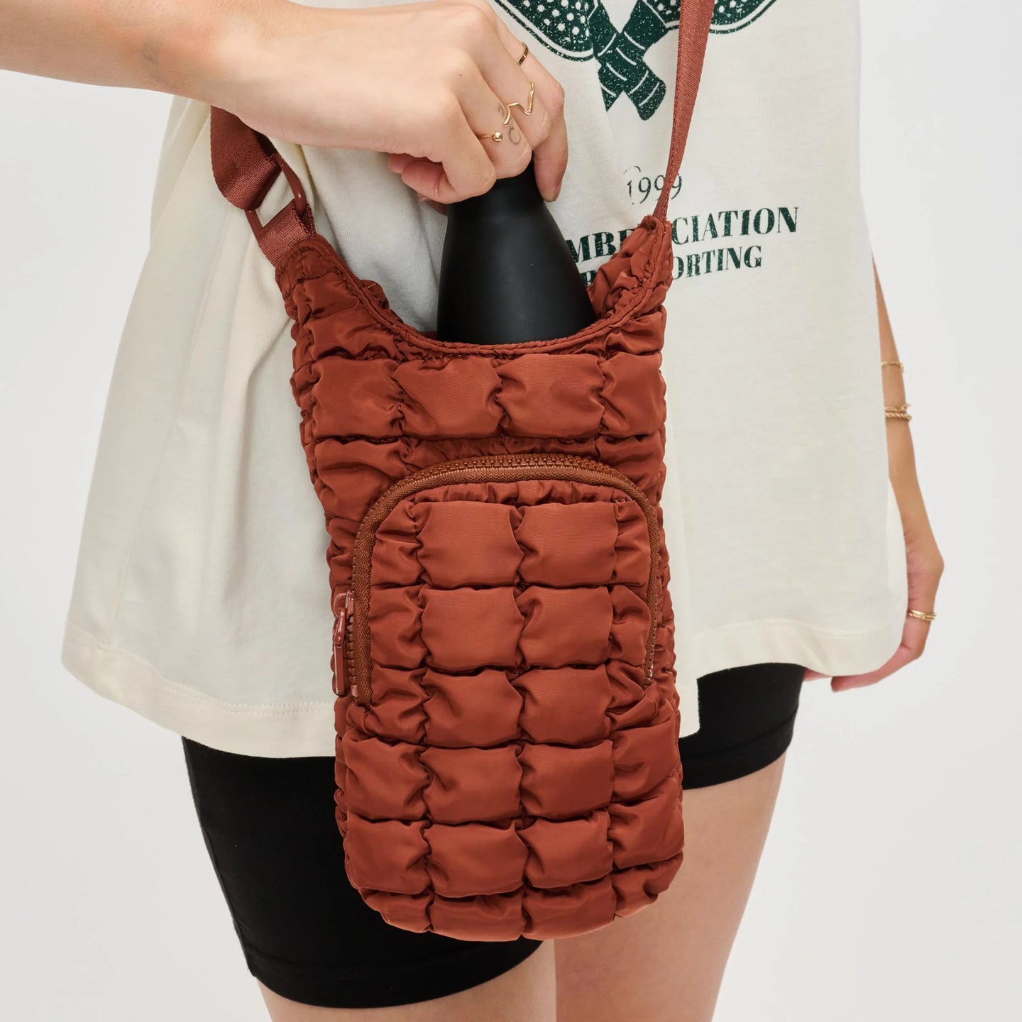 Quilted Puffer Crossbody+Water Bottle