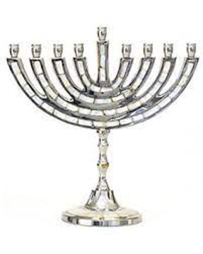 Mother-of-Pearl and Nickel Menorah