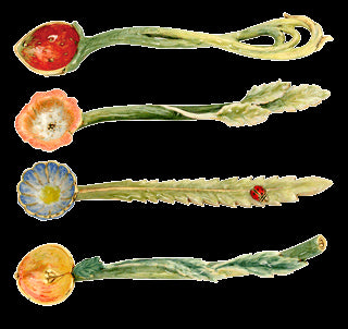 Set Of 4 Floral Spoons