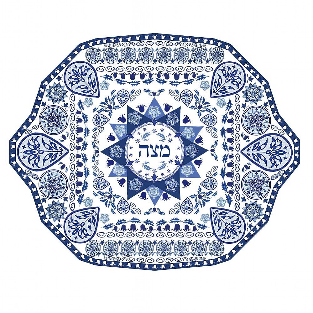 Blue and White Porcelain Matzah Plate