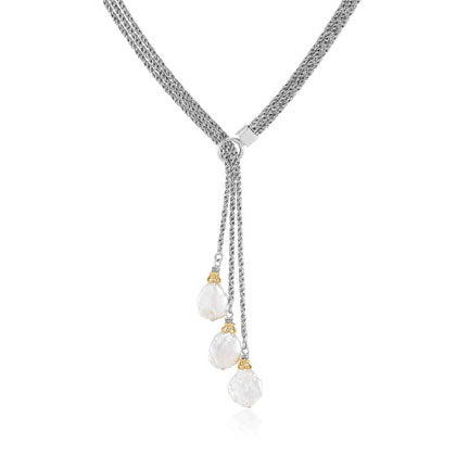 Triple Strand Keshi Pearl Lariat with 18k Gold Vermeil