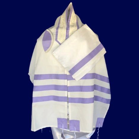 Three - Striped Lavender Tallit Set