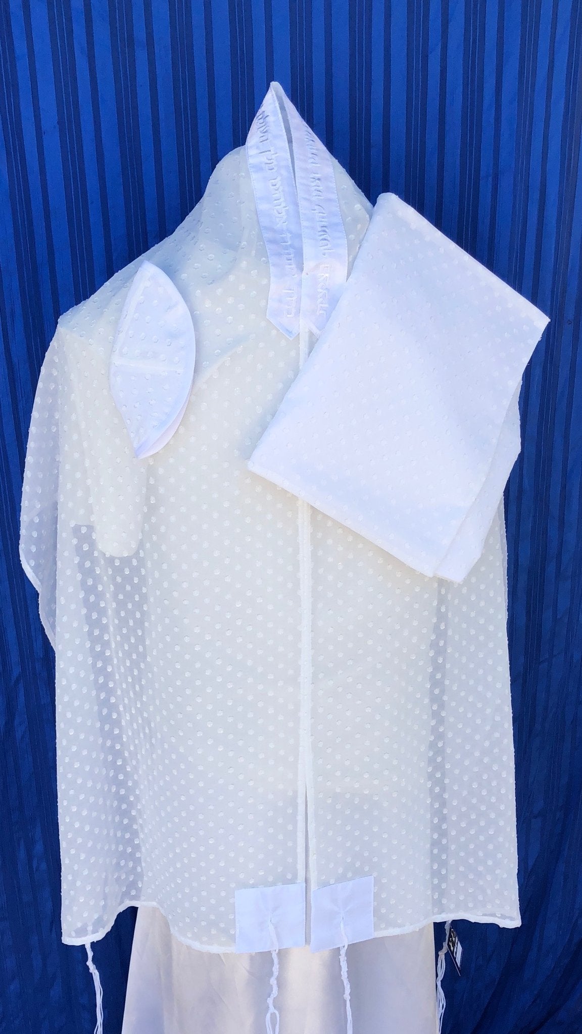 White Dotted Sheer Tallit Set