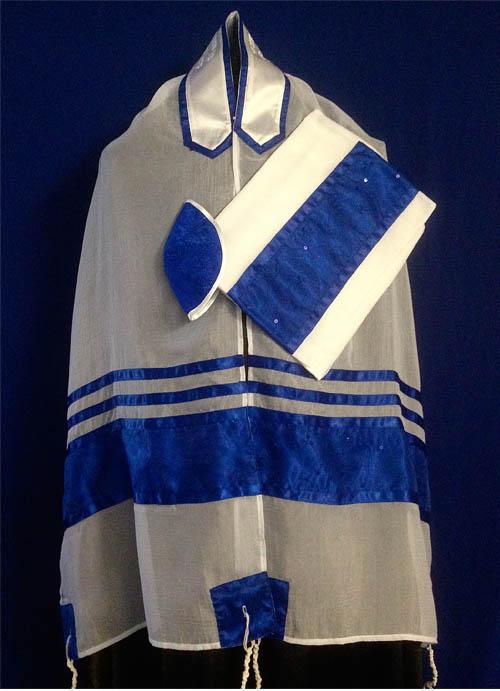 Royal Blue And Chiffon Tallit