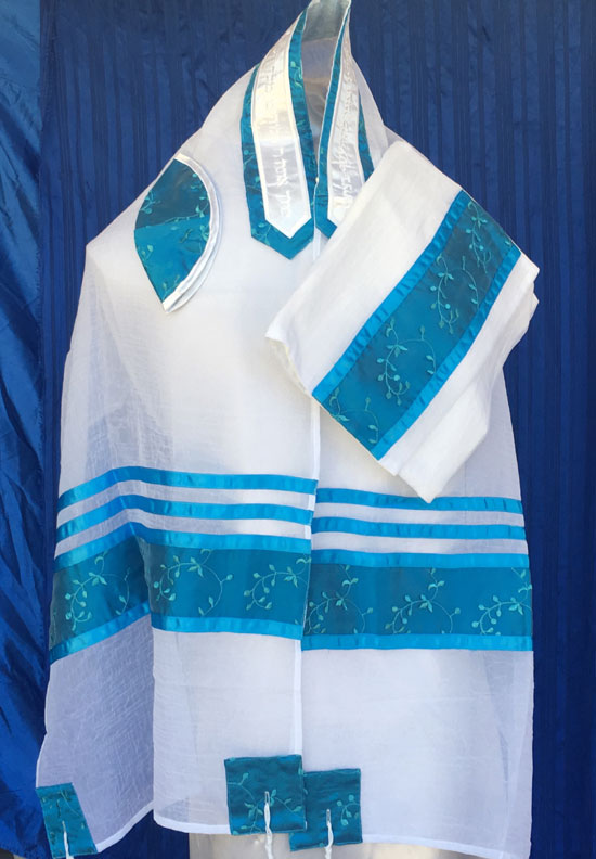 Turquoise Floral Tallit Set