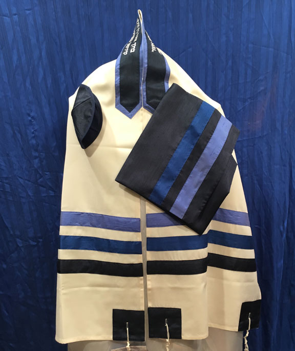 Triple Blue Band Tallit Set