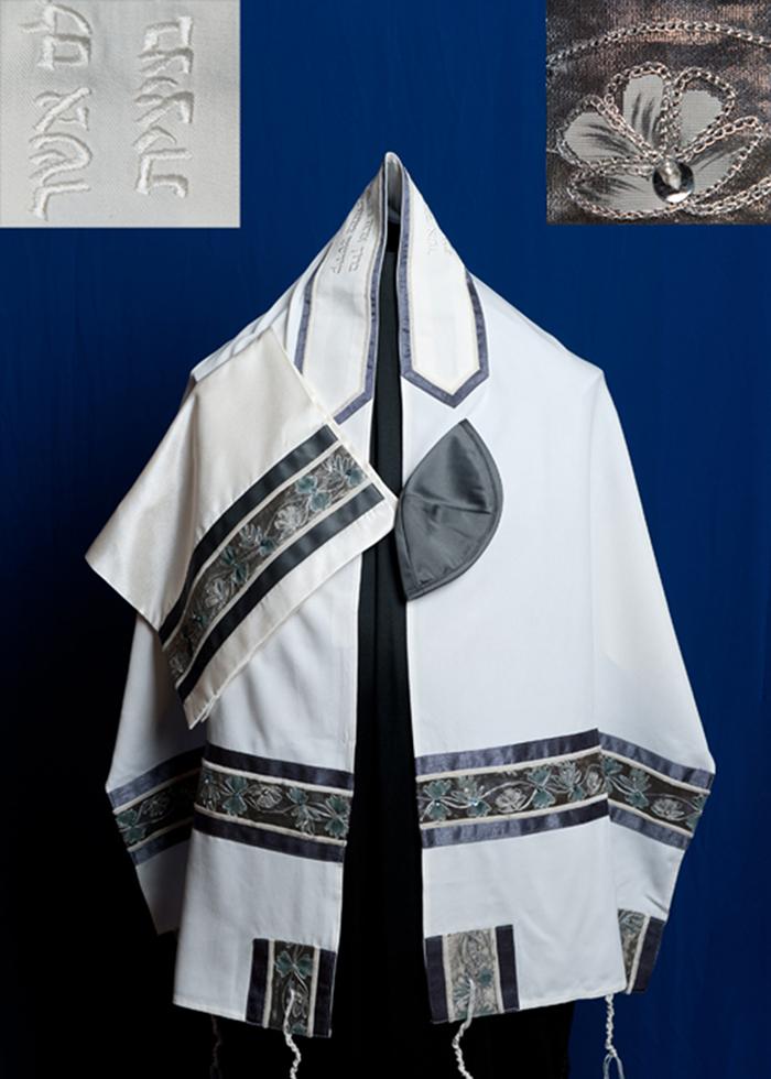 Gray Flower Design Tallit