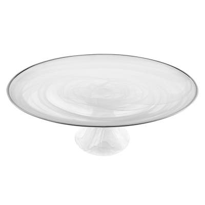 White Alabaster Glass Cake Plate