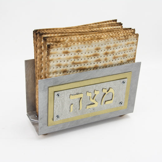 Pewter and Brass Upright Matzah Holder