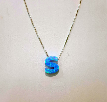 Opal & Sterling Letter Necklace