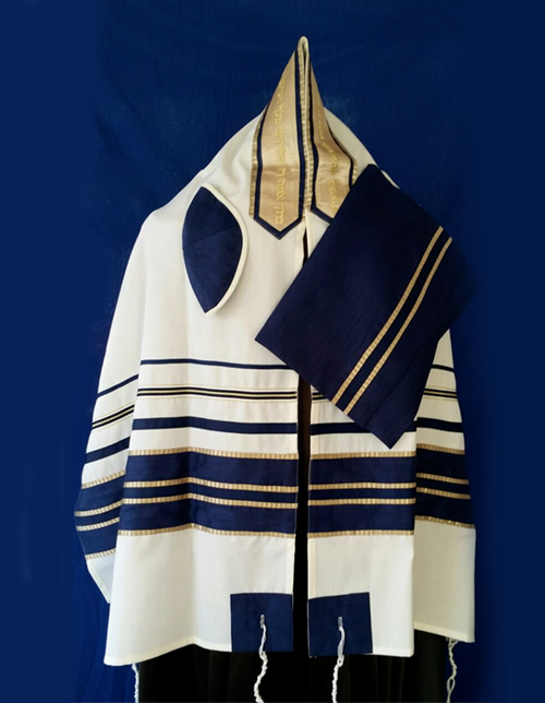 Navy And Gold Tallit Set