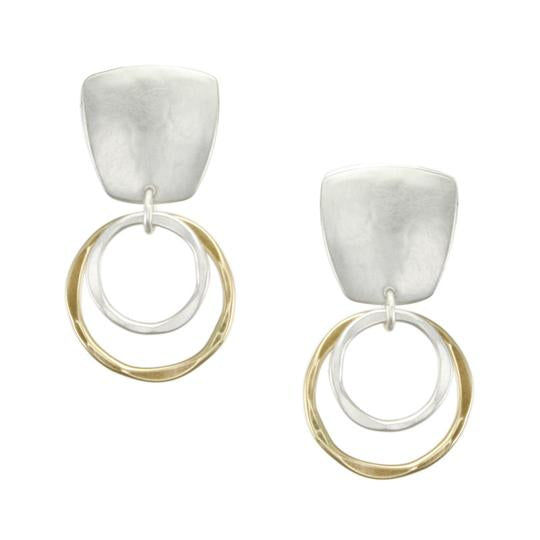 Marjorie Baer Tapered Square+Two-tiered Rings Earrings