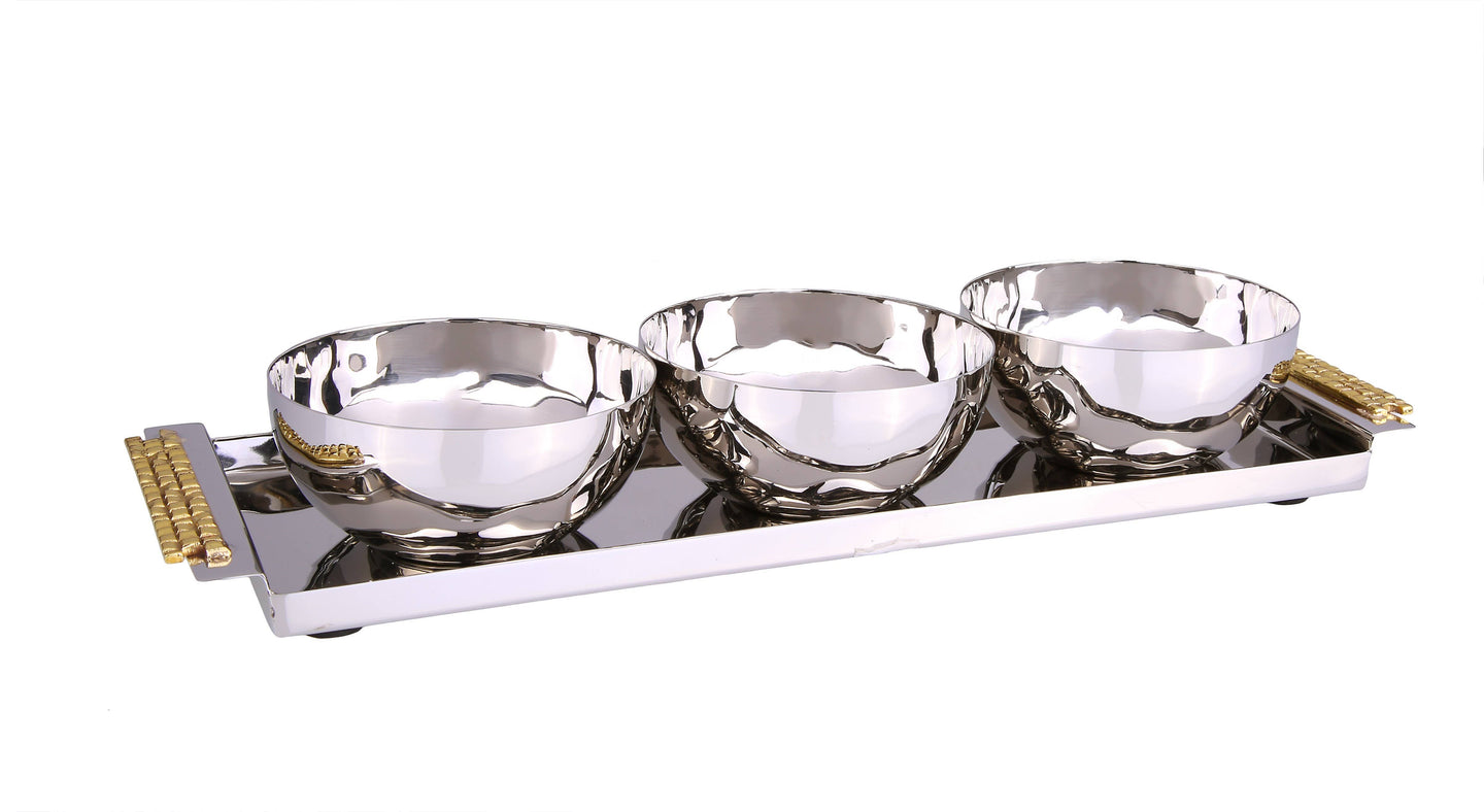 THREE-COMPARTMENT SERVING PIECE