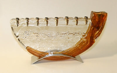 Glass Shofar Menorah