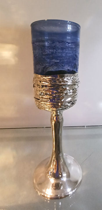Blown Glass And Sterling Kiddush Cup